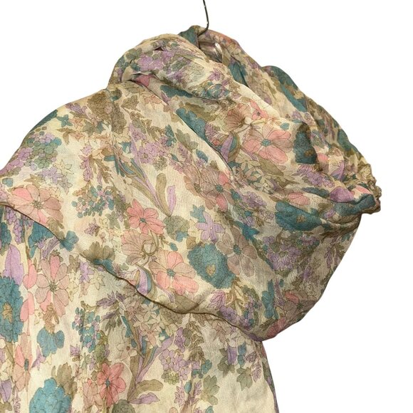 marc jacbos diaphanous Spring floral neon green fringe shawl scarf wrap - Picture 3 of 6